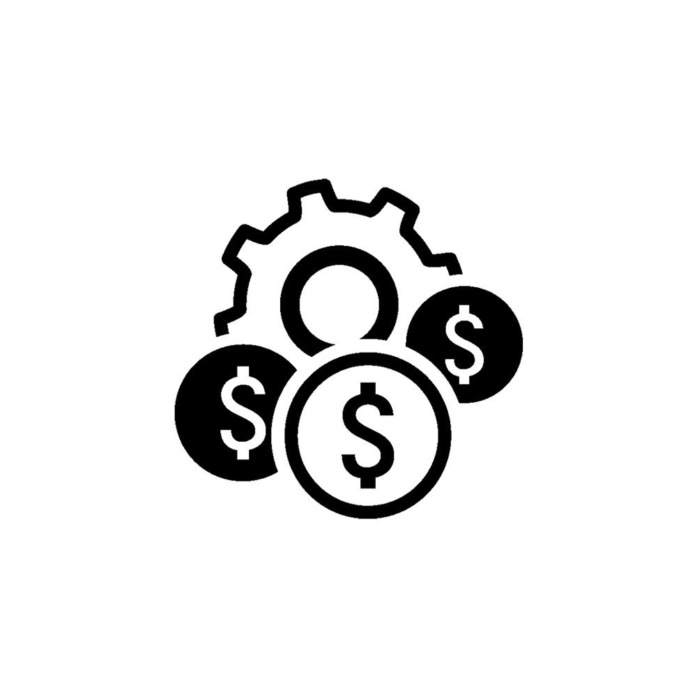 three circles with dollar sign in it next to a ridged wheel